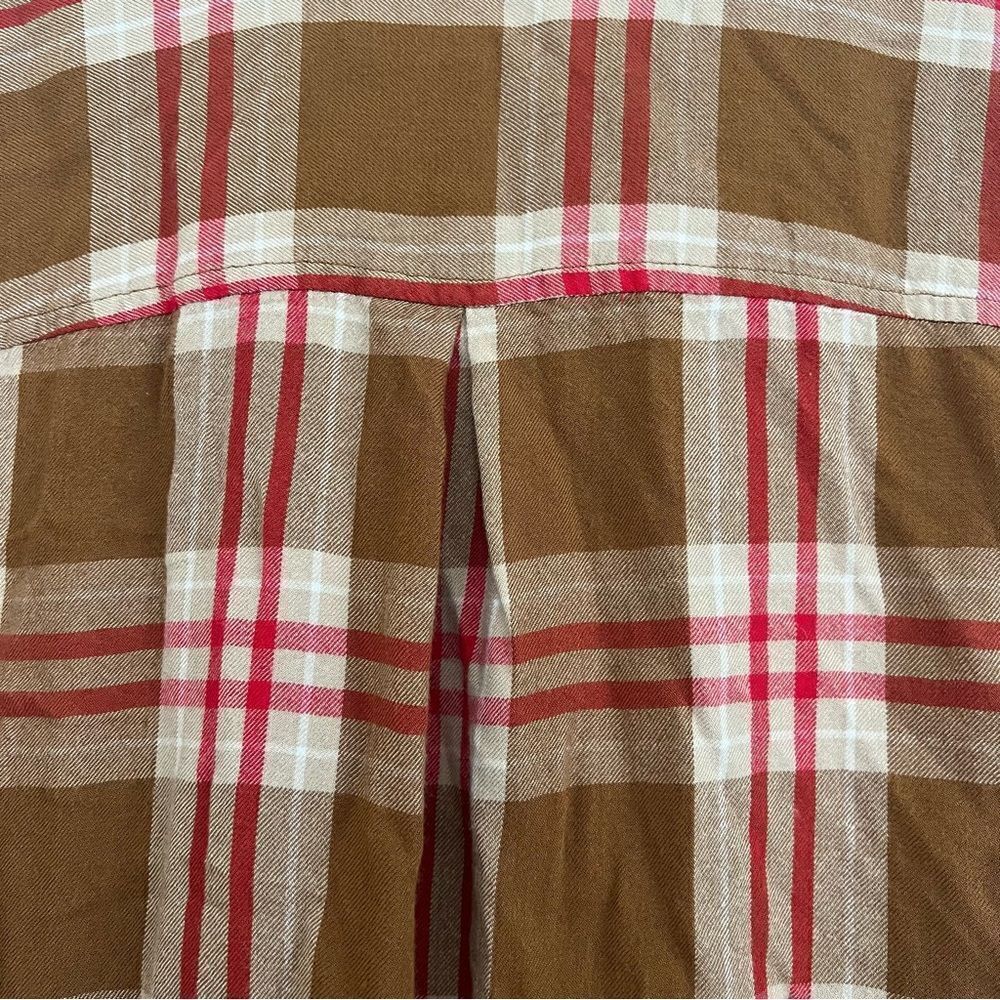 Time & Tru Plaid Long Sleeve Brown Button Front Collared Top Women’s Size XXL - Picture 5 of 10